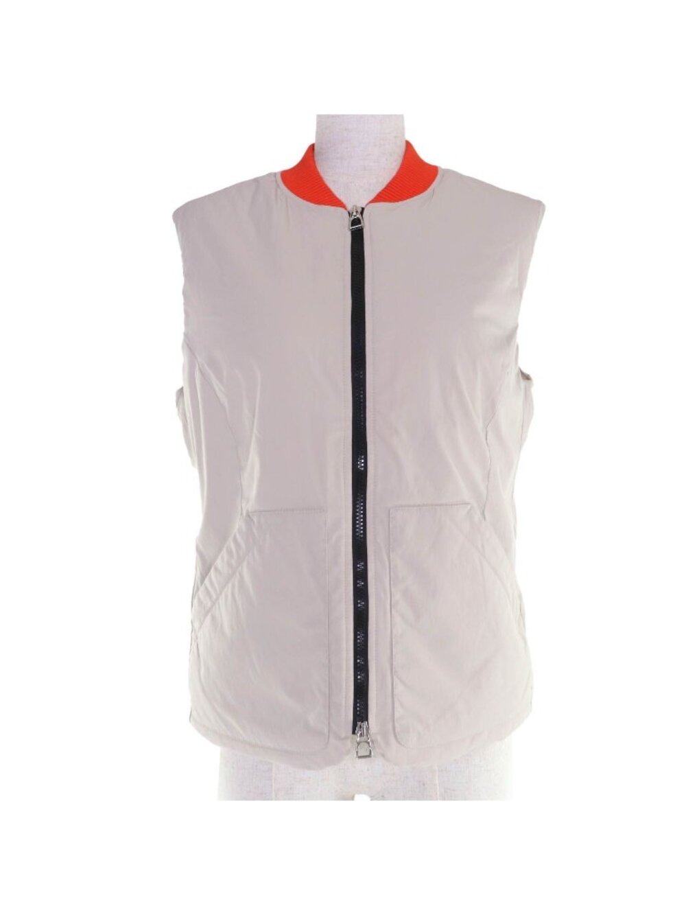 Hermes Sellier Zip UP Patted Vest Beige Orange
